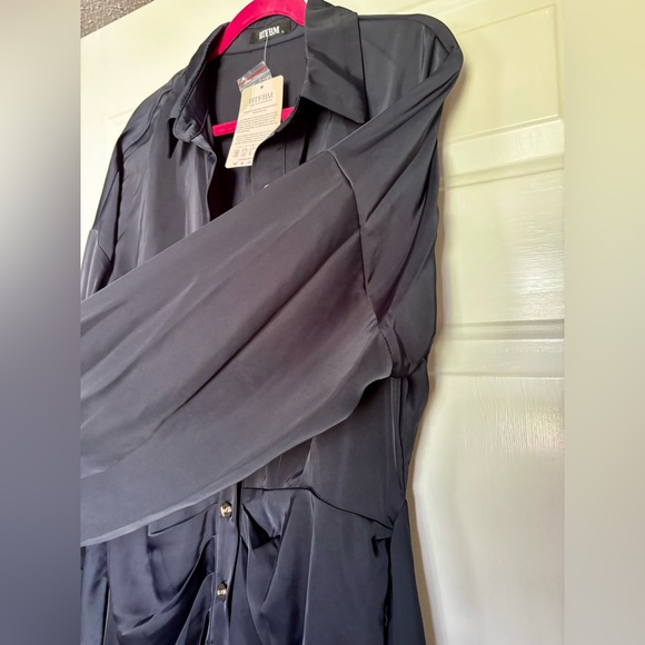 NWT gorgeous navy blue shirt dress, women’s size L - Picture 3 of 8
